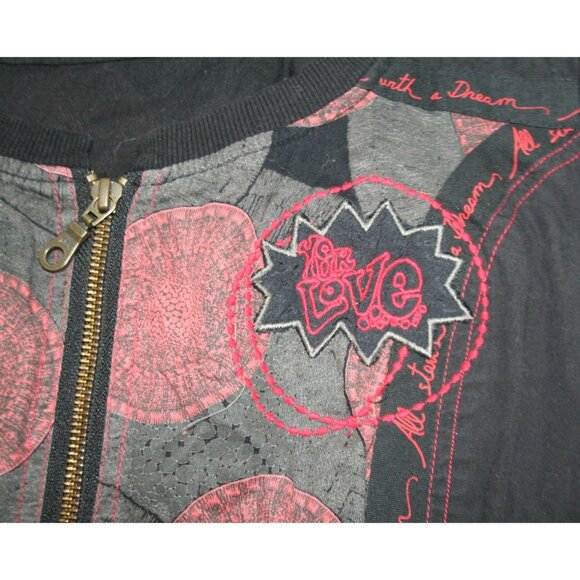 Desigual Abstract Print Patchwork Dress Ruffle Medium Boho Dark Artsy Streetwear - Picture 7 of 13